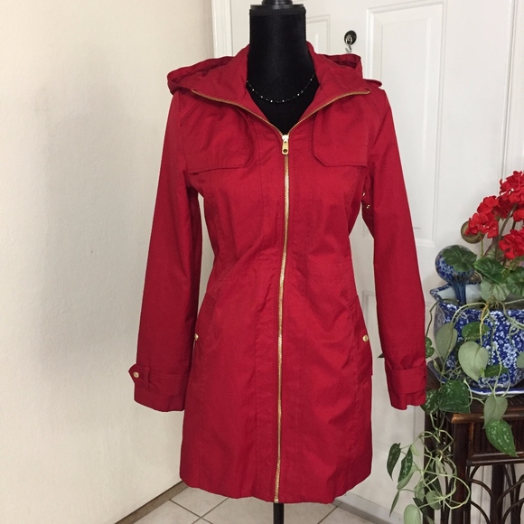 Cole Haan Jackets & Blazers - Cole Hann Red Hooded Anorak Jacket Small